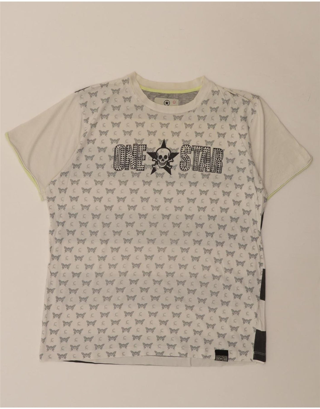 Converse T-shirt grafica da donna Top UK 16 Large White Striped Cotton