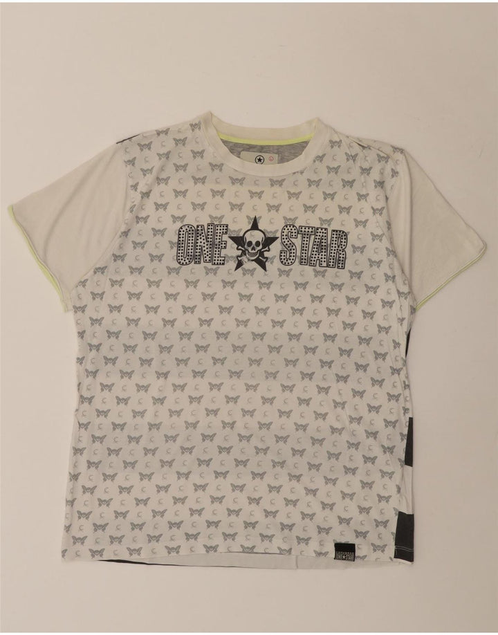 Converse T-shirt grafica da donna Top UK 16 Large White Striped Cotton