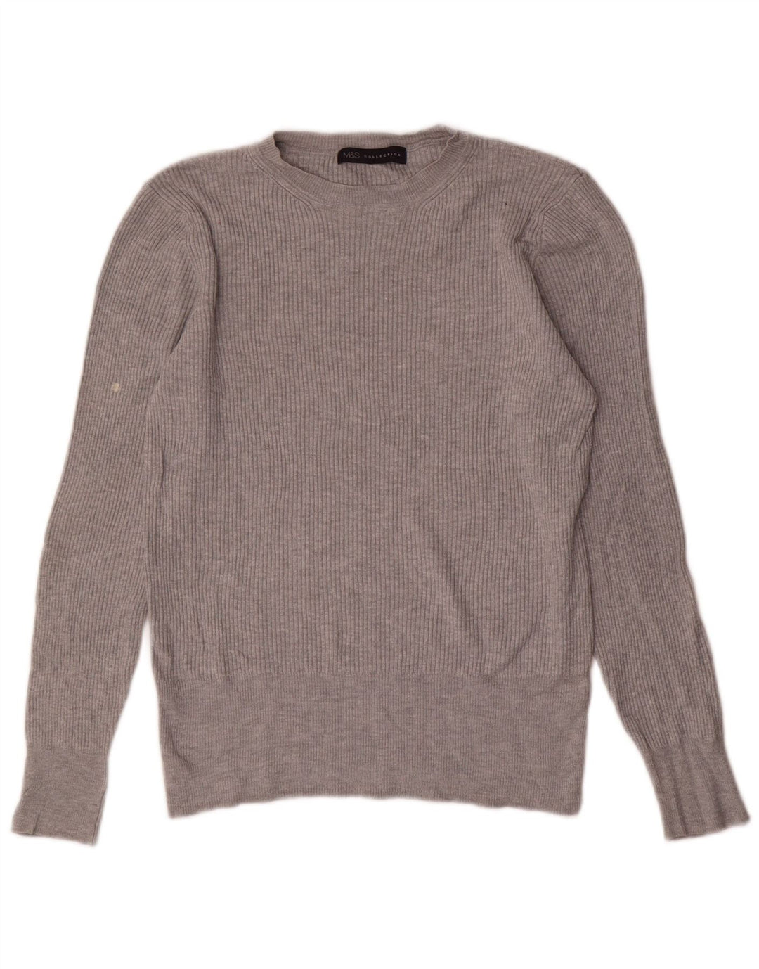 Maglione maglione girocollo da donna Marks & Spencer UK 12 Viscosa grigio medio