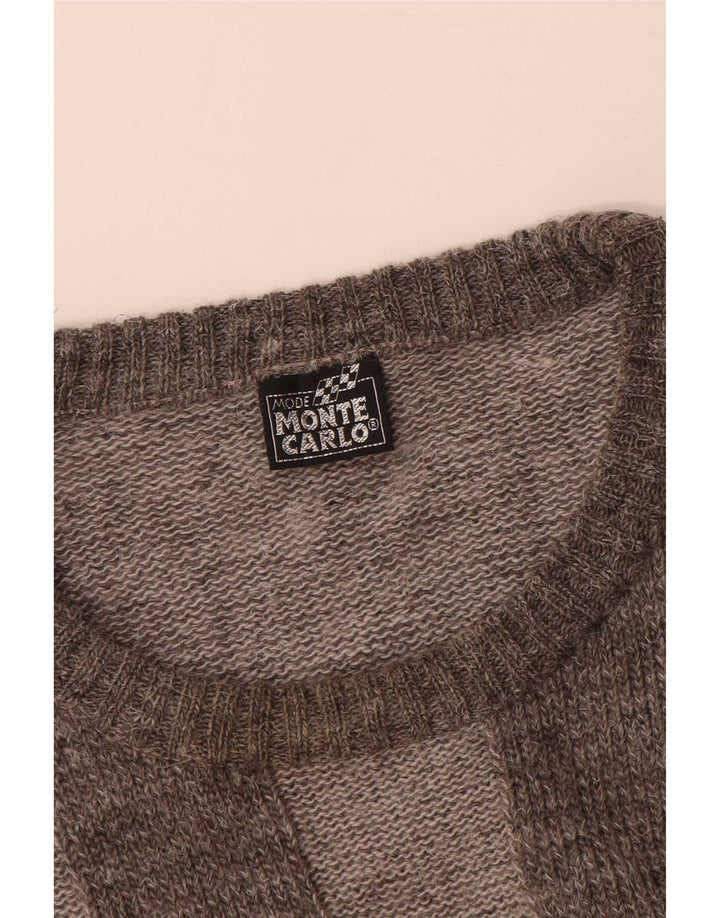Maglione maglione girocollo da uomo Monte Carlo XL lana geometrica grigia