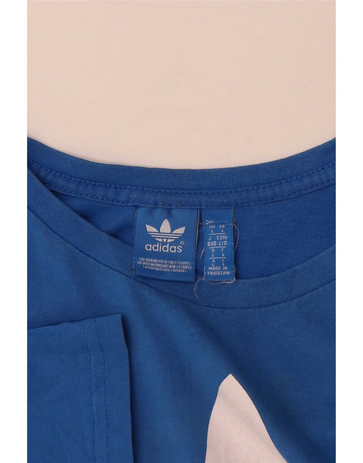 T-shirt grafica da uomo Adidas Top grande in cotone blu