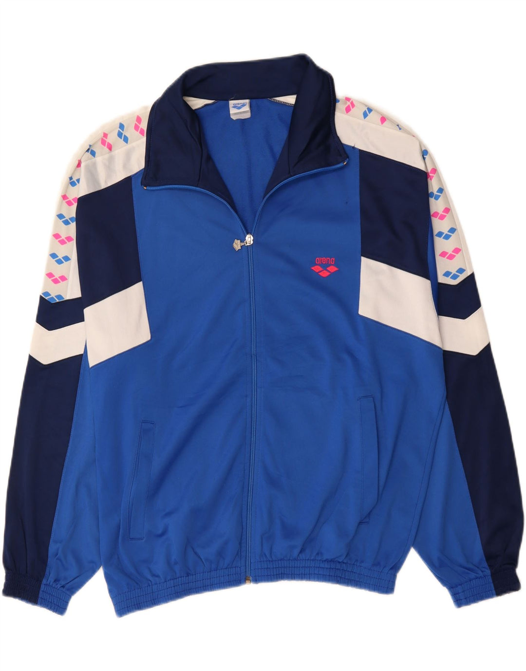 ARENA Giacca da tuta grafica da uomo, grande, in poliestere color block blu