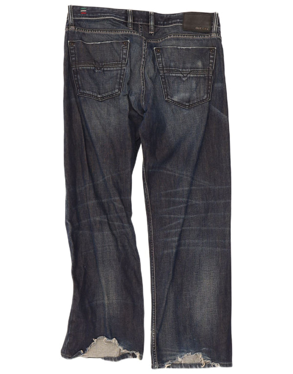 Jeans dritti invecchiati Kurren da uomo Diesel W32 L30 cotone blu navy