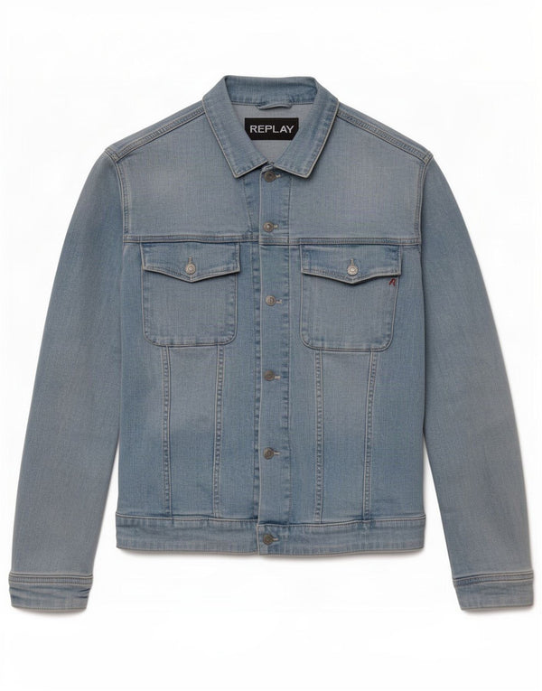 Replay Mens Denim Jacket UK 40 Large Blue Cotton