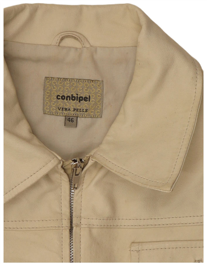 Giacca In Pelle Donna Conbipel IT 46 Large Pelle Bianco Sporco