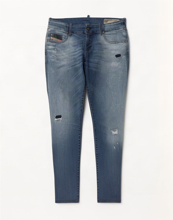 Jeans skinny super slim effetto consumato Guppe da donna Diesel W32 L32 cotone blu