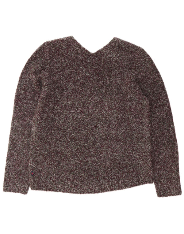 Maglione Kappa da donna con scollo a V UK 18 XL Poliestere screziato bordeaux