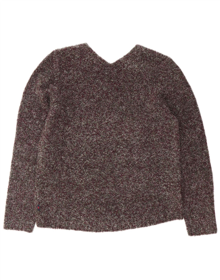 Maglione Kappa da donna con scollo a V UK 18 XL Poliestere screziato bordeaux