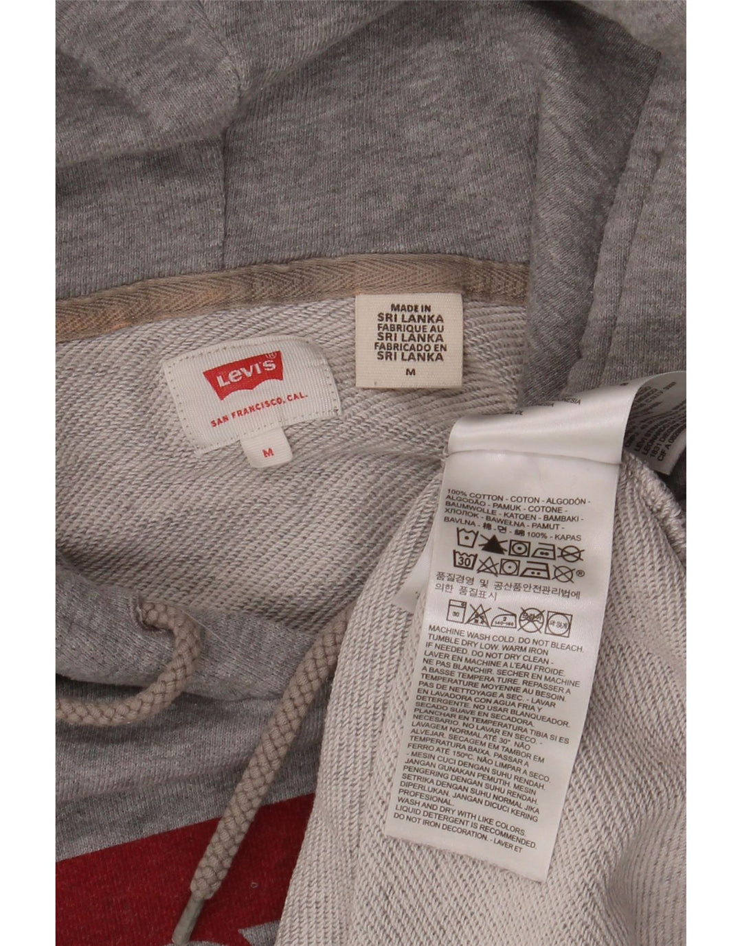 Maglione con cappuccio grafico da uomo LEVI'S in cotone grigio medio