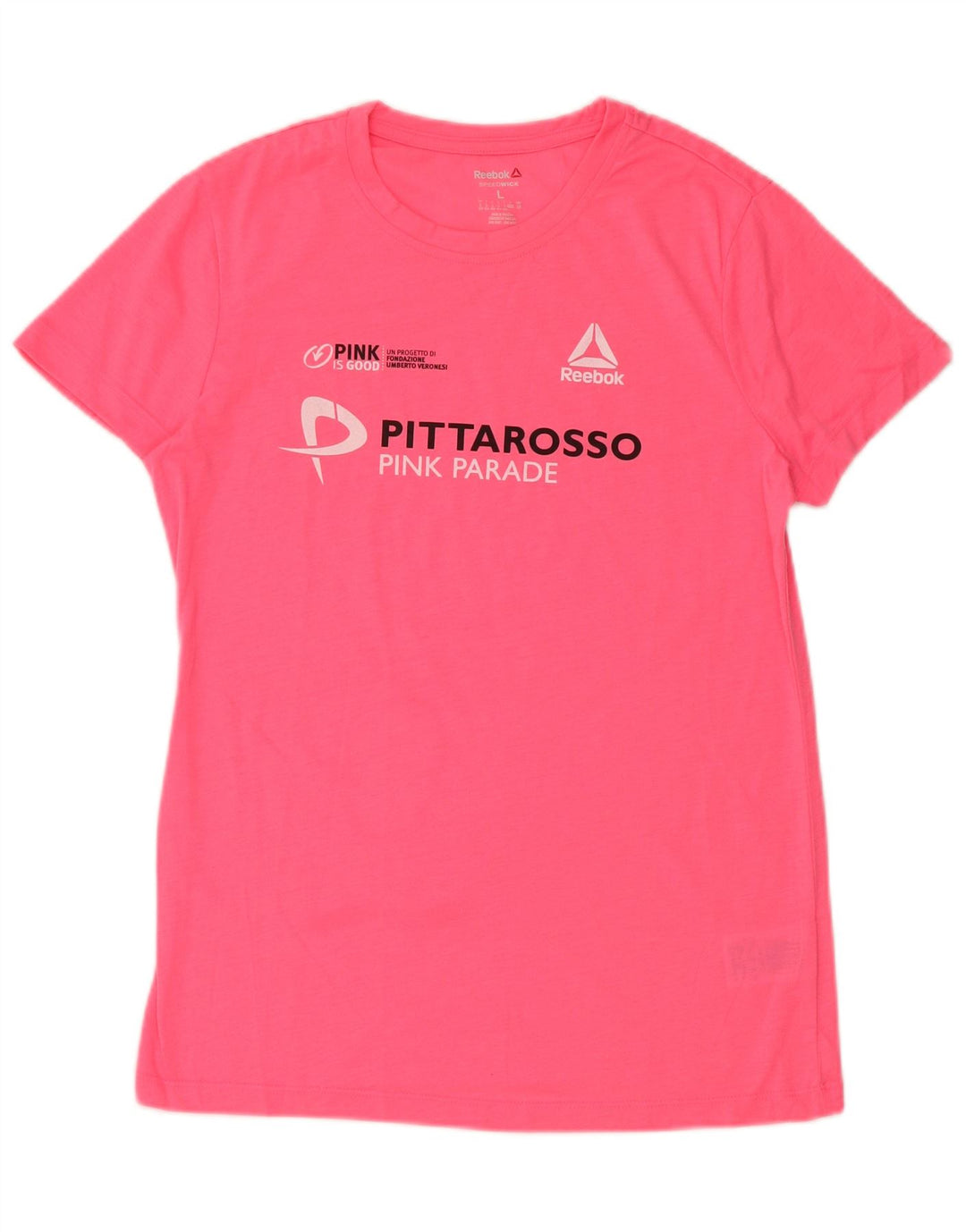 T-shirt grafica REEBOK da donna UK 16/18 grande rosa poliestere