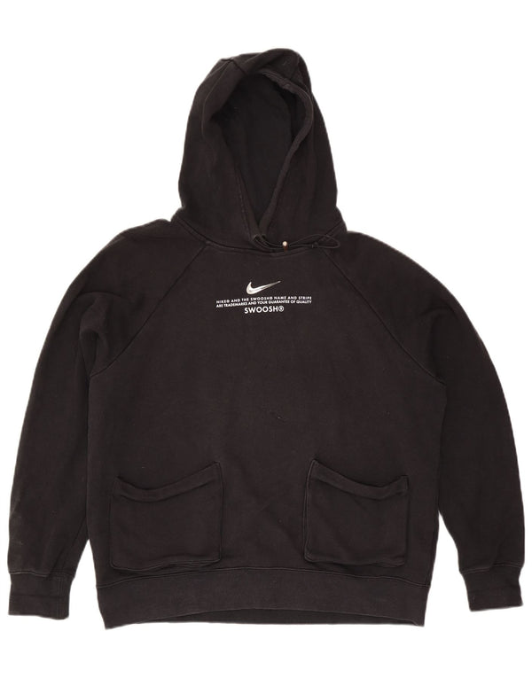 Felpa con cappuccio oversize con grafica Swoosh da donna Nike UK 14 medio nero