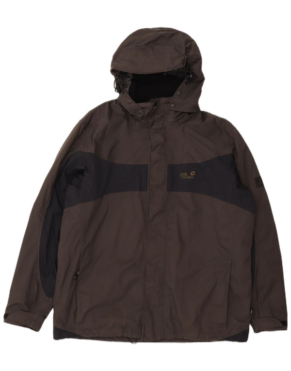 Giacca a vento con cappuccio da uomo Jack Wolfskin UK 46/48 2XL Grigio Colourblock