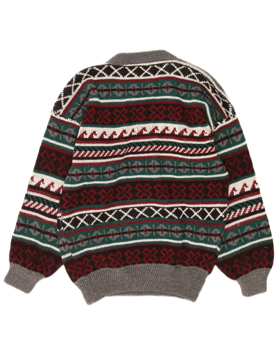 Maglione maglione girocollo da uomo vintage grande Fair Isle multicolore