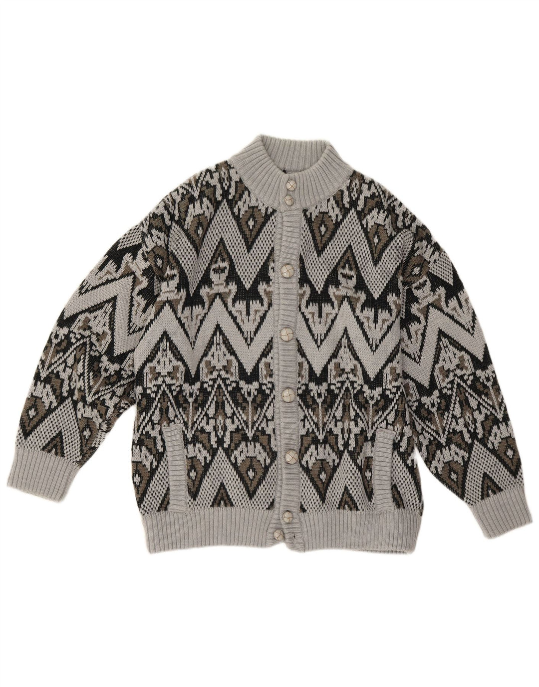 Maglione cardigan da uomo LINEA grande acrilico geometrico grigio