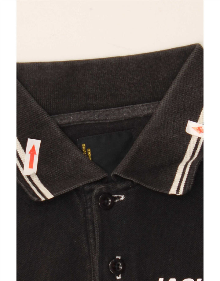 Polo grafica da uomo Jack & Jones piccola in cotone nero