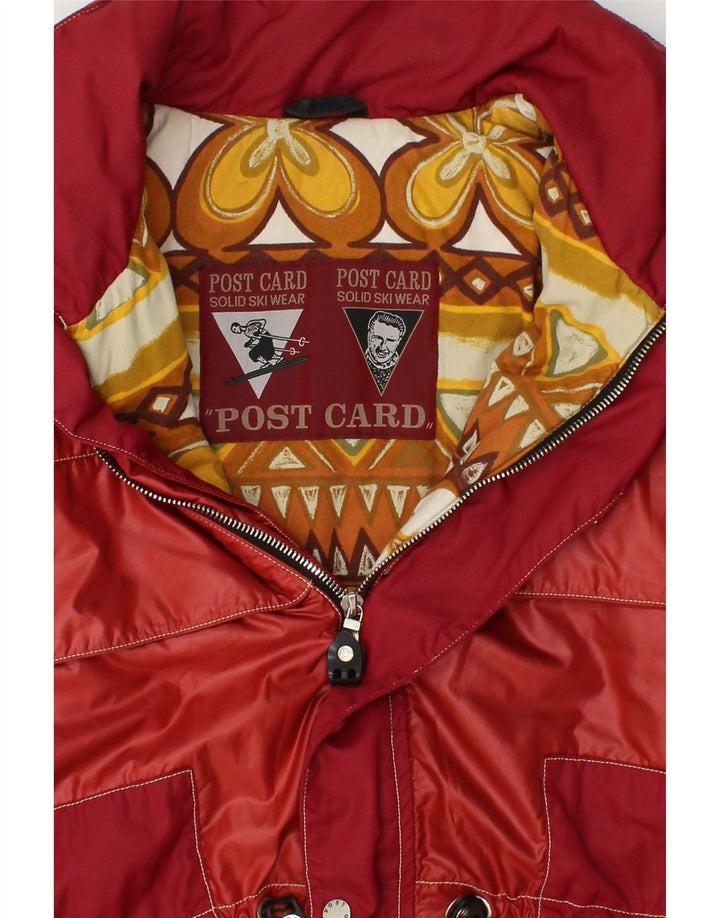POST CARD Mens Hooded Windbreaker Jacket IT 48 Medium Red Polyester Vintage Post Card and Second-Hand Post Card from Messina Hembry 