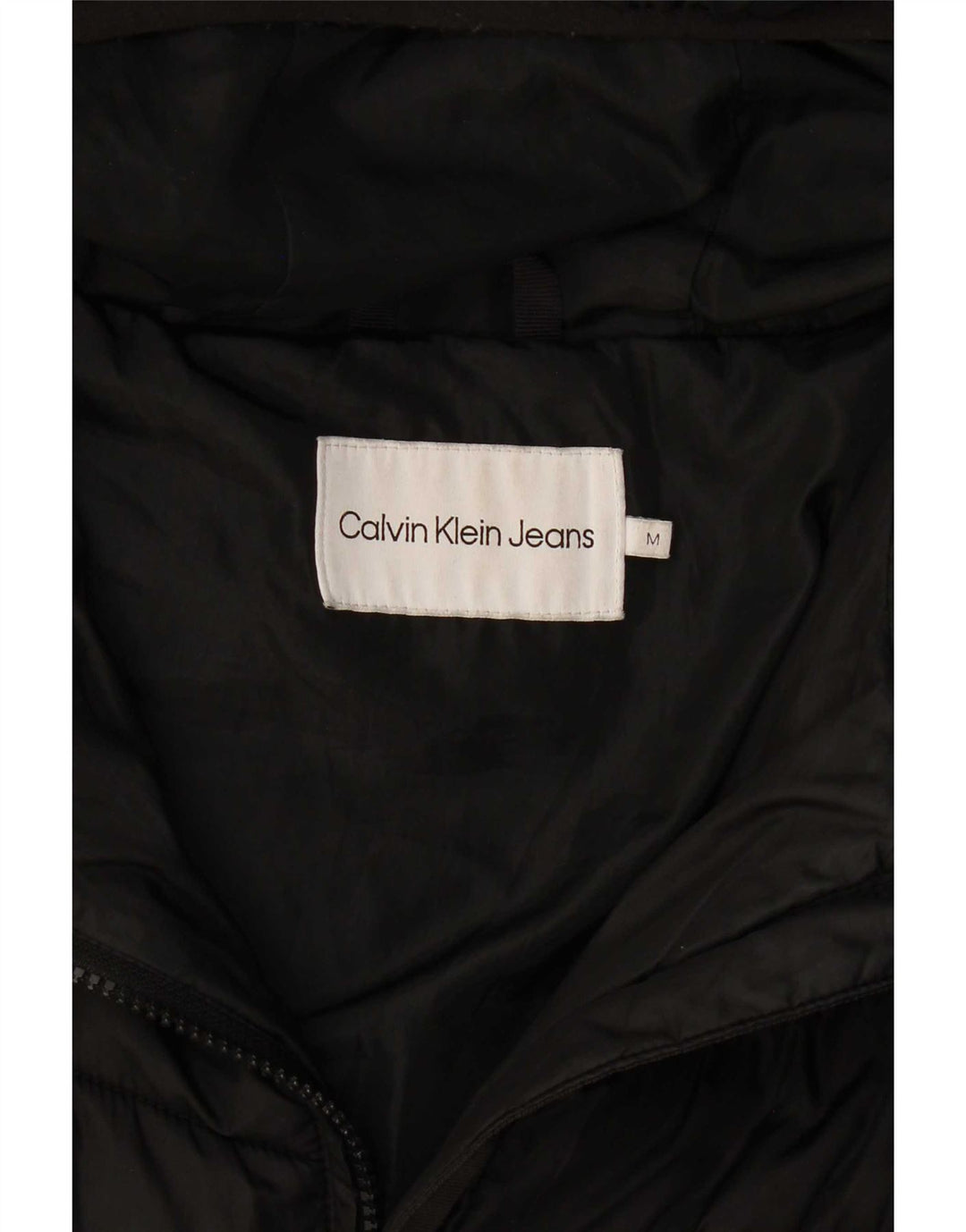 Cappotto imbottito con cappuccio da donna Calvin Klein UK 14 medio poliestere nero