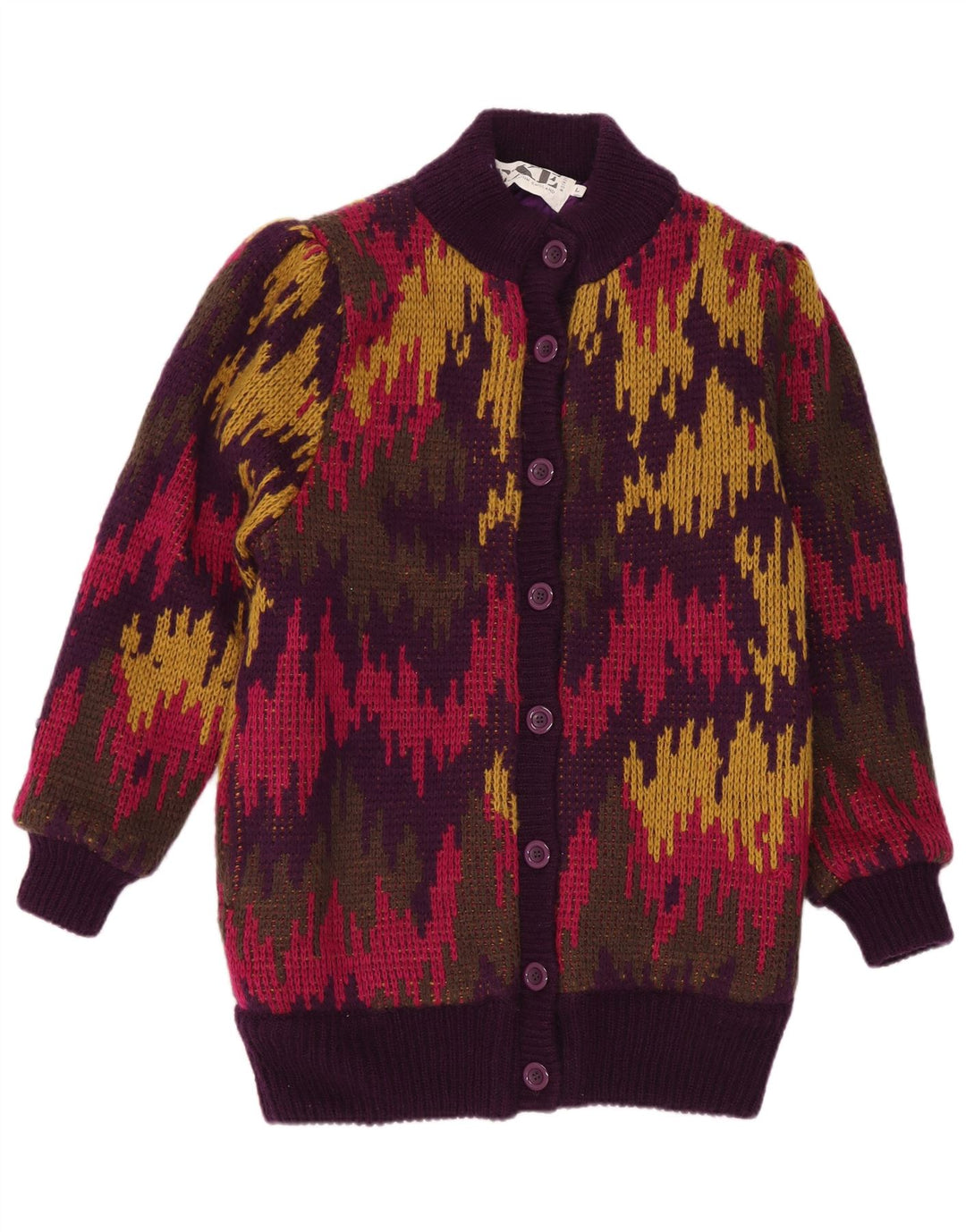 Maglione cardigan da donna con motivo astratto EXE UK 16 grande multicolore