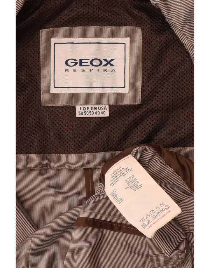 Geox Giacca da uomo Respira Utility UK 40 Large Marrone Gessato Poliestere
