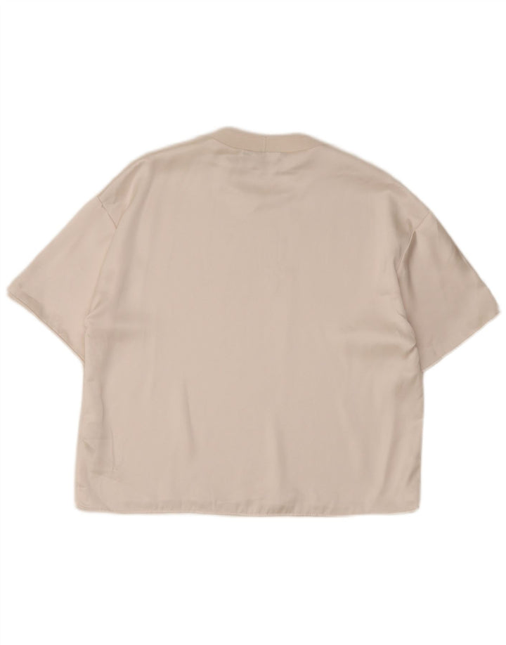 T-shirt da donna vestibilità ampia Zara UK 14 poliestere bianco sporco medio