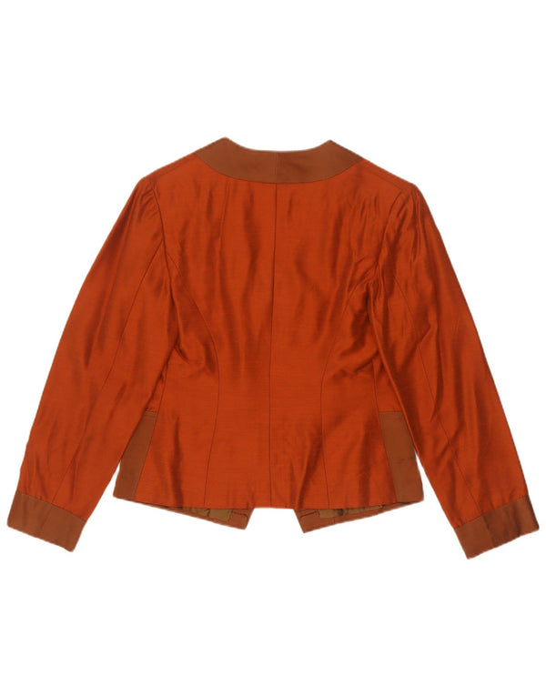 Vintage Womens Crop 1 Button Blazer Jacket UK 10 Small Orange Colourblock