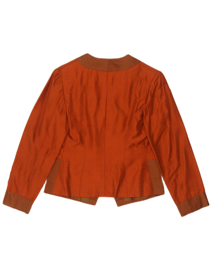 Giacca blazer vintage da donna a 1 bottone corto UK 10 piccolo blocco colore arancione
