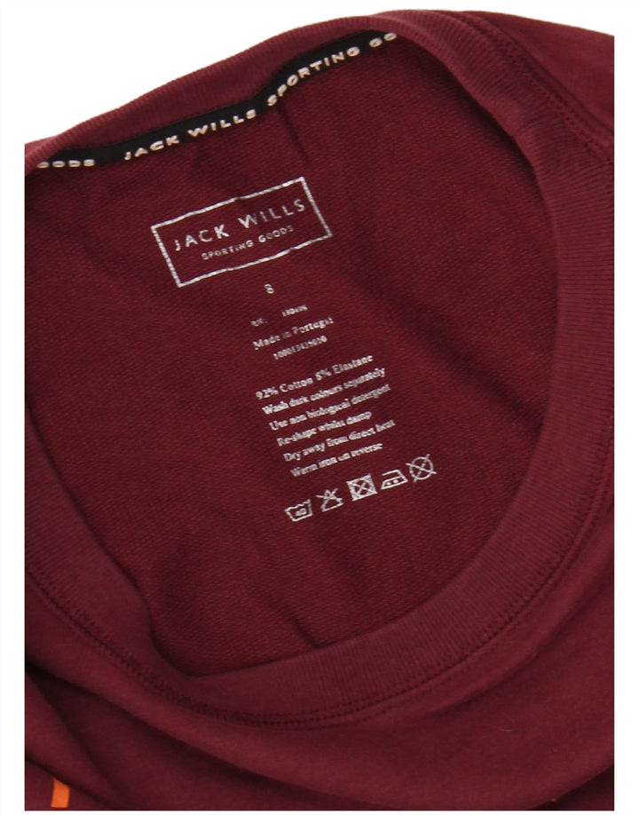 JACK WILLS Felpa corta oversize da donna, maglione UK 8 piccolo marrone
