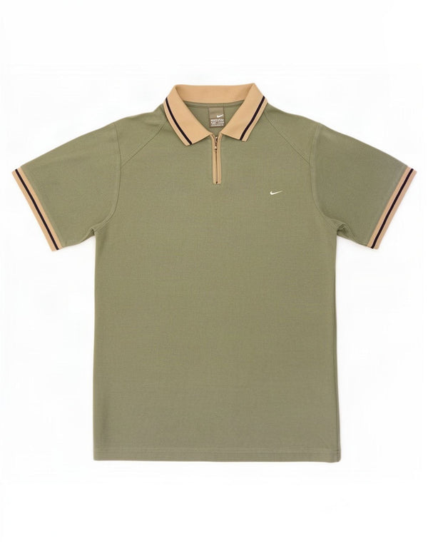 Polo Nike da uomo UK 39/41 cotone color block color kaki medio