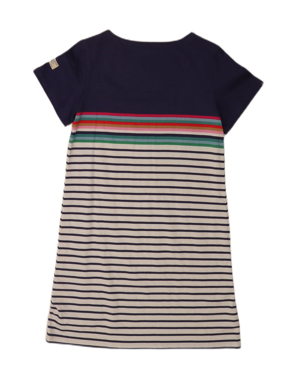 Joules Womens T-Shirt Dress UK 14 Large Navy Blue Striped Cotton