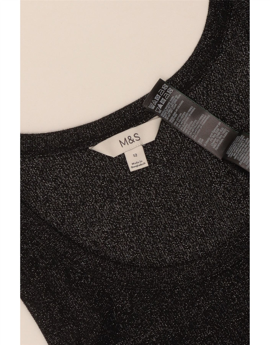 Canotta da donna Marks & Spencer UK 12 cotone medio nero screziato