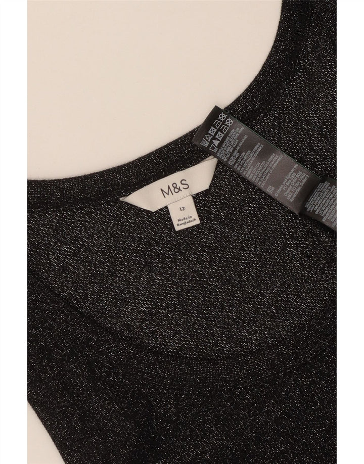 Canotta da donna Marks & Spencer UK 12 cotone medio nero screziato