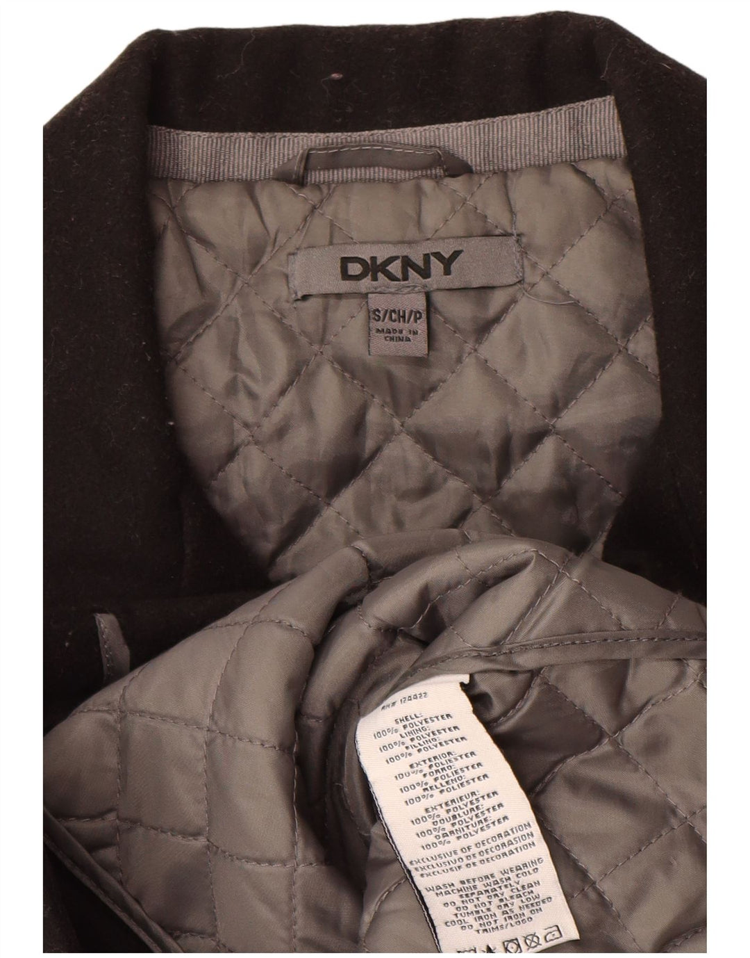 Cappotto da marinaio da donna Dkny UK 10 piccolo poliestere color block nero