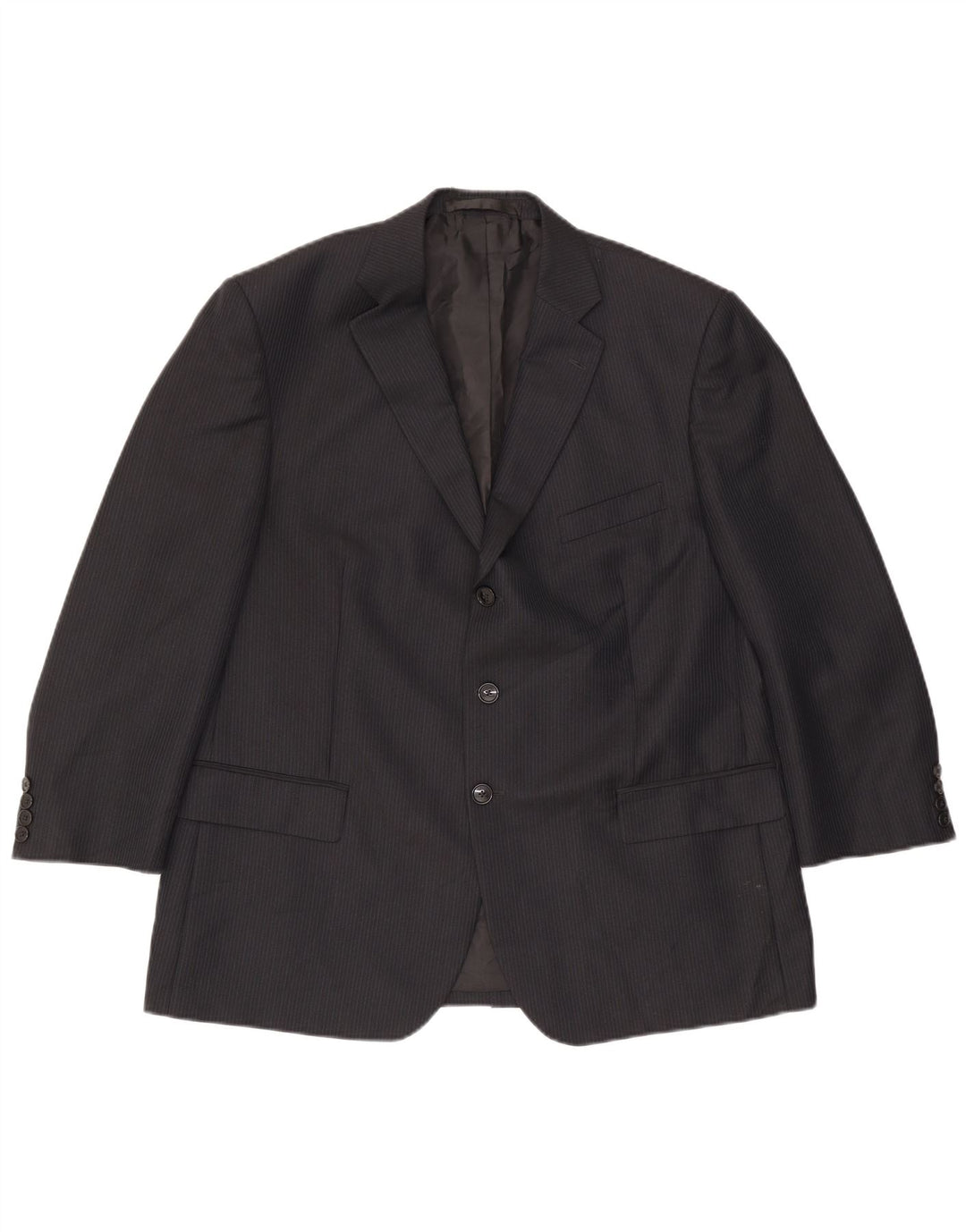 Giacca blazer a 3 bottoni da uomo Marks & Spencer UK 44 XL gessato blu navy