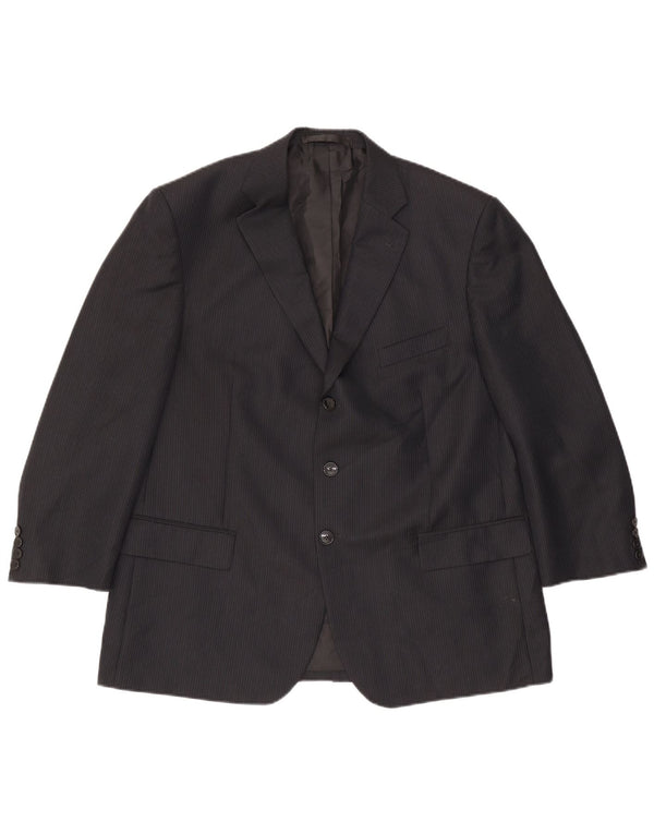 Giacca blazer a 3 bottoni da uomo Marks & Spencer UK 44 XL gessato blu navy