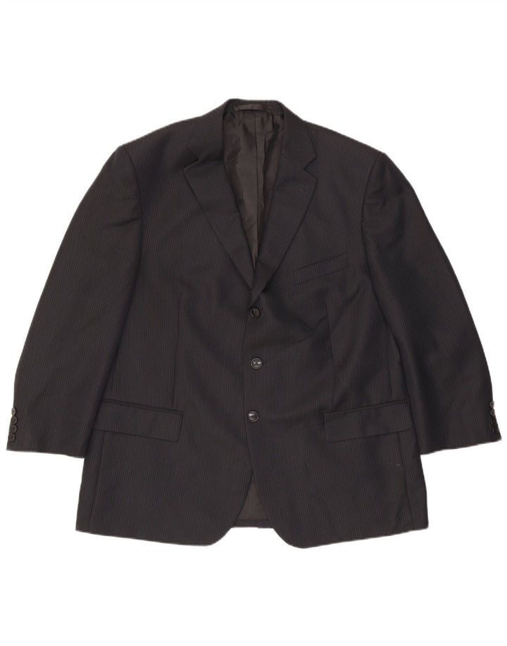 Giacca blazer a 3 bottoni da uomo Marks & Spencer UK 44 XL gessato blu navy