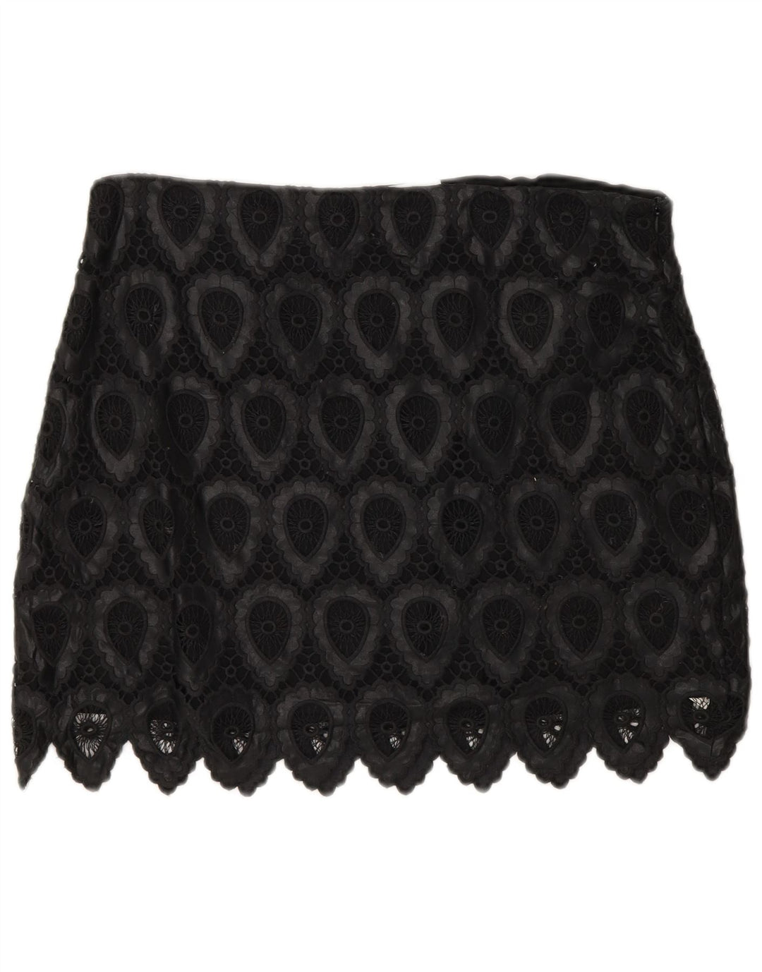 Minigonna da donna Zara grande W30 poliestere geometrico nero