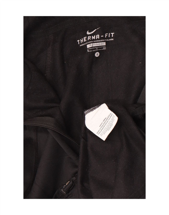 Felpa con cappuccio e zip Nike Therma-Fit da uomo, piccola, in poliestere nero