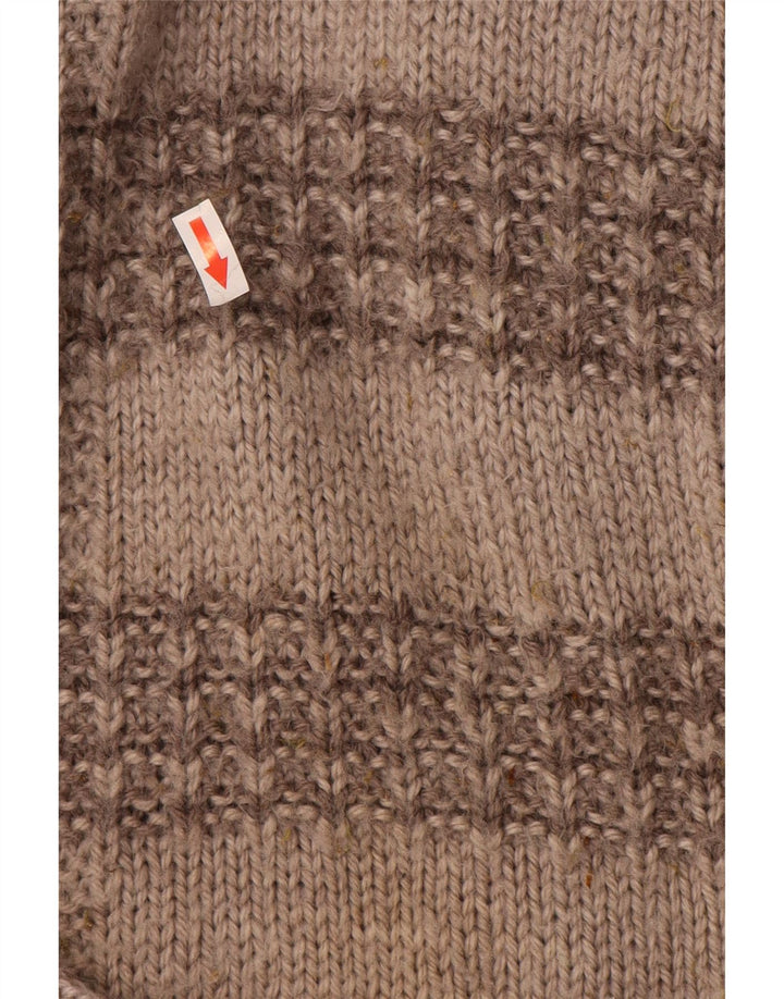 Maglione vintage da uomo girocollo a righe grigio medio