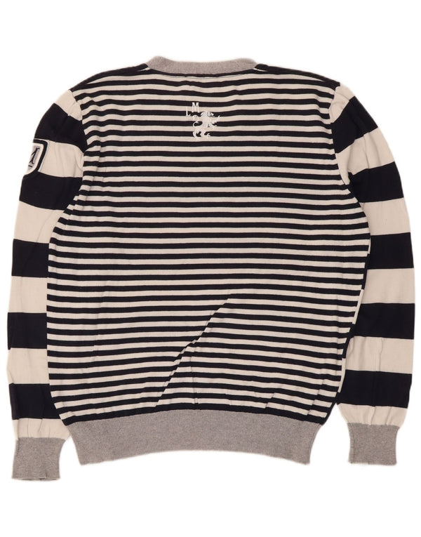 Maglione da donna con scollo a V grafico La Martina UK 16 grandi righe bianche