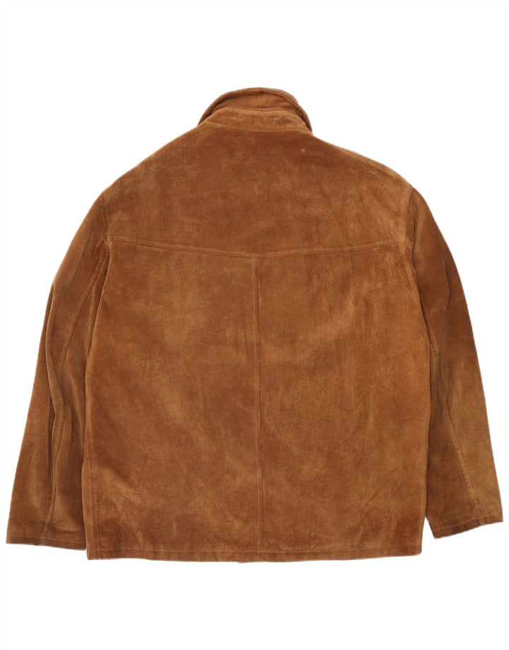Giacca vintage in pelle scamosciata da uomo IT 54 2XL in pelle marrone