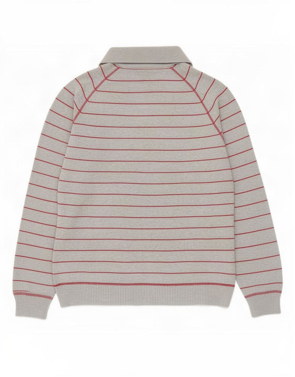 Maglione Zara da uomo con scollo a V XL in cotone a righe grigie