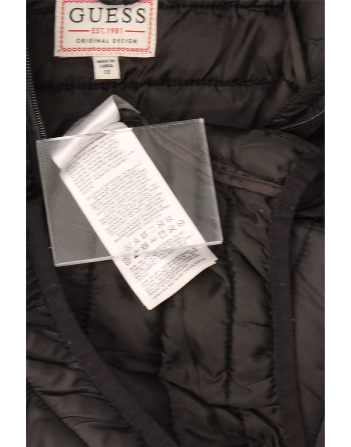 GUESS Boys Hooded Padded Jacket 11-12 Years Black Polyester
