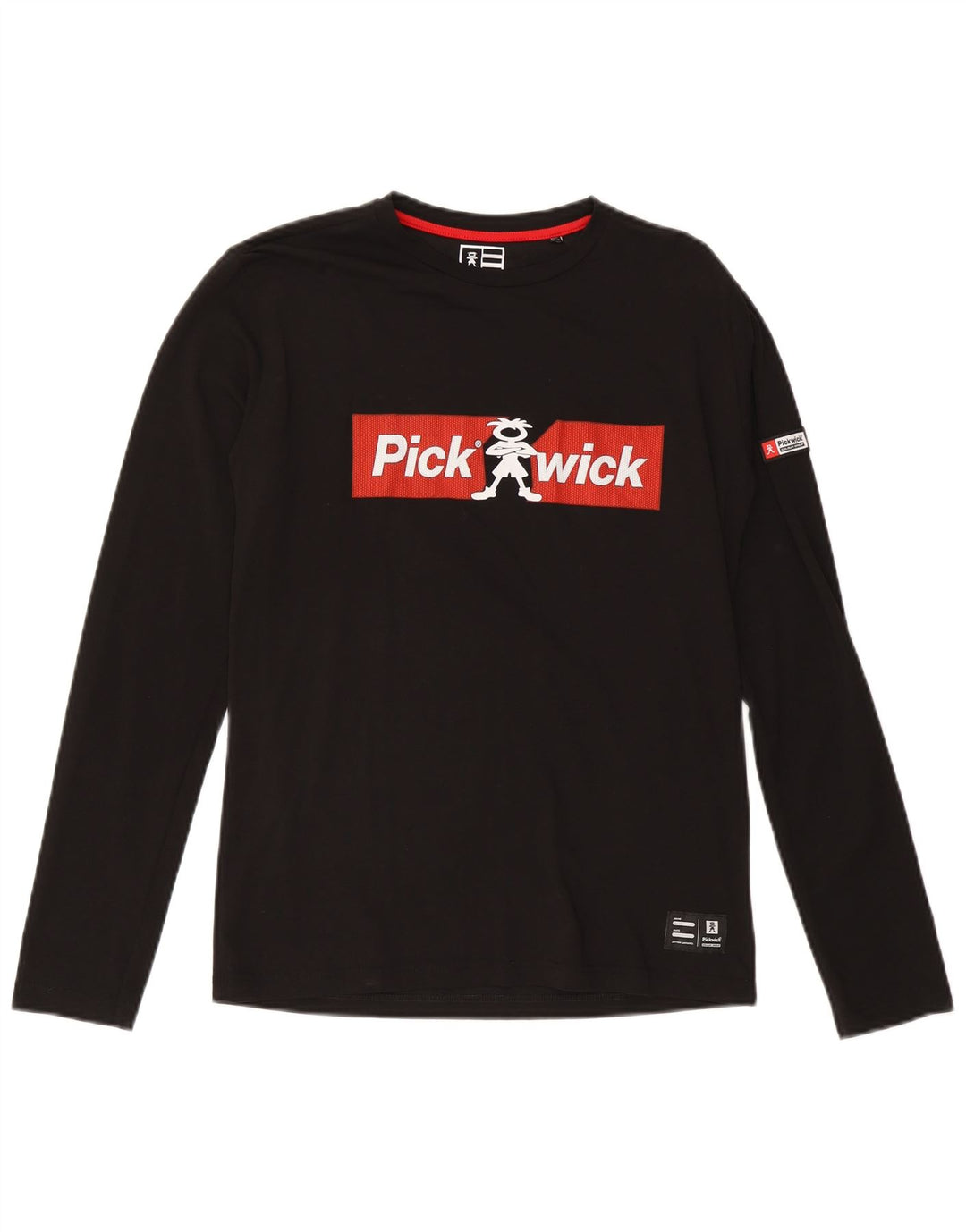 Pickwick Top grafico da uomo a maniche lunghe in cotone nero medio