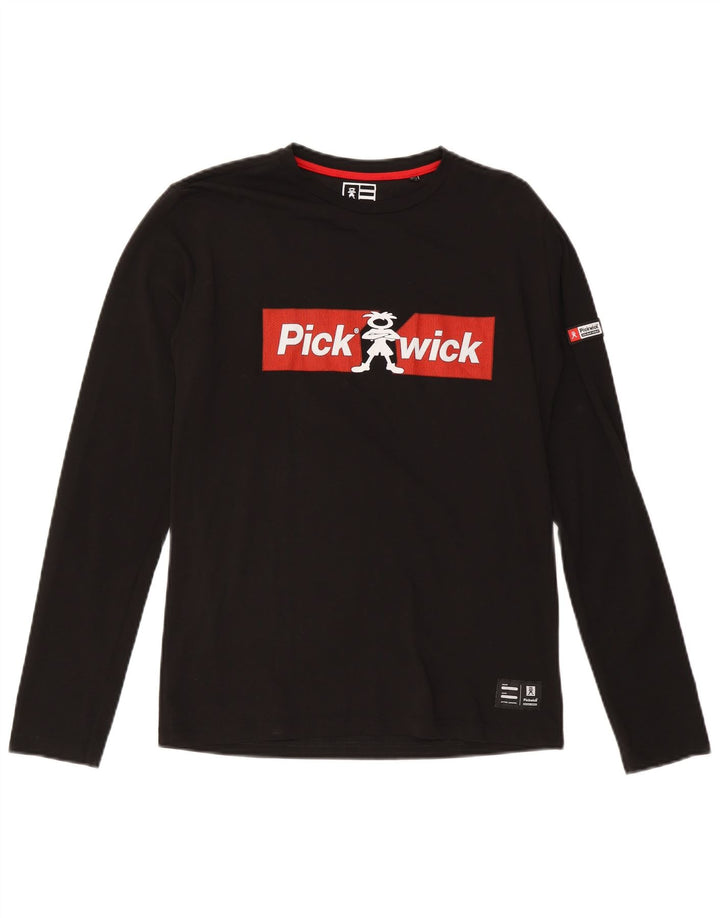 Pickwick Top grafico da uomo a maniche lunghe in cotone nero medio