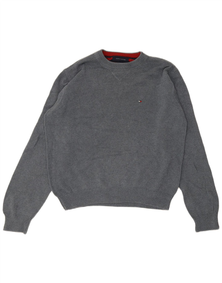 Maglione maglione girocollo da uomo Tommy Hilfiger in cotone grigio medio