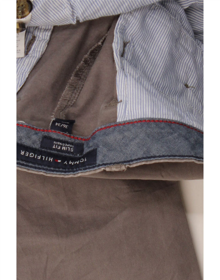 TOMMY HILFIGER Pantaloni chino slim fit da uomo W36 L31 cotone grigio