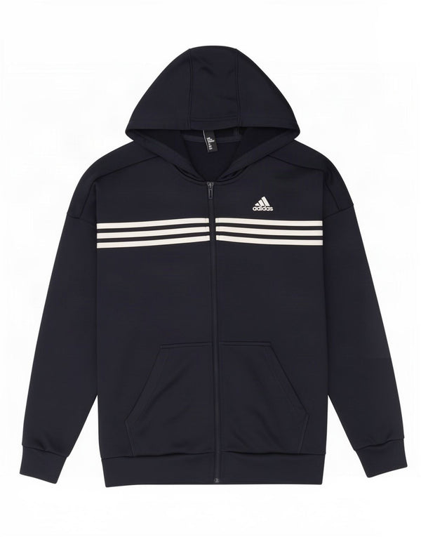 Adidas Mens Zip Hoodie Sweater Medium Navy Blue Polyester