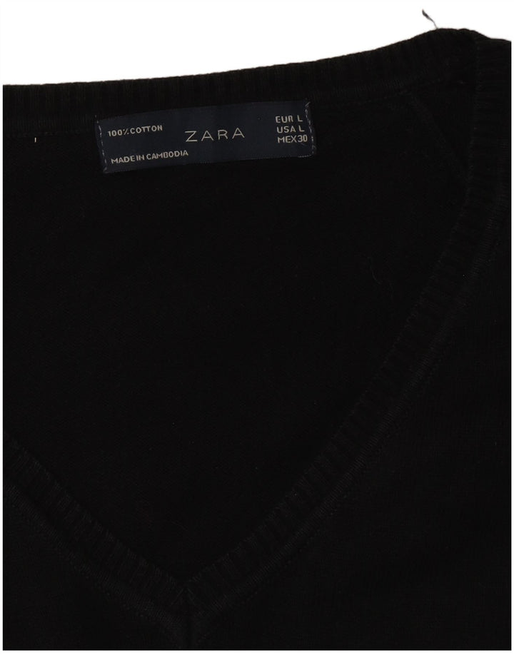 Maglione Zara da donna con scollo a V UK 14 grande nero