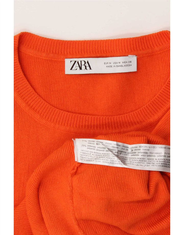 Top corto da donna Zara in camicetta UK 12 Viscosa arancione medio