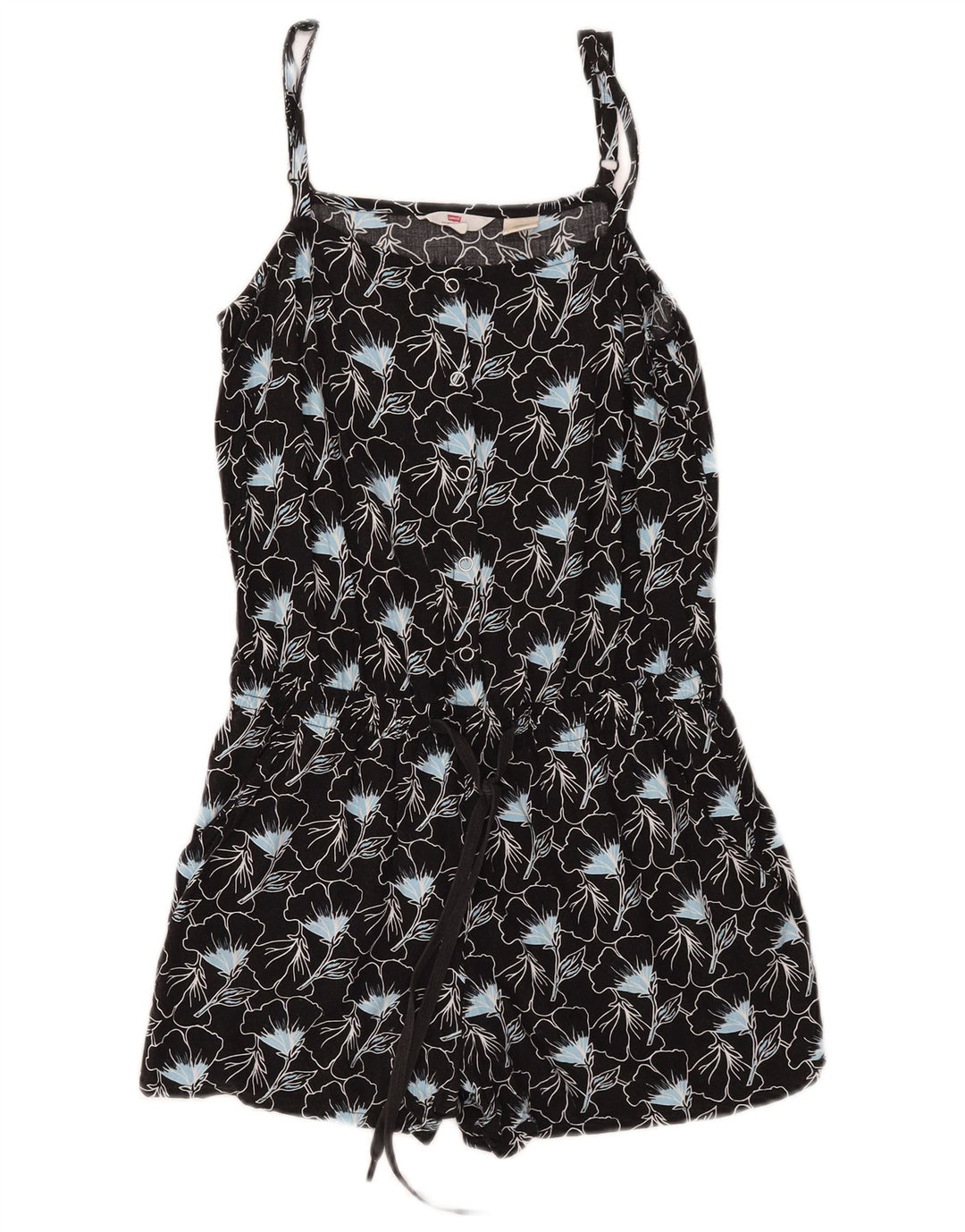 Tutina corta senza maniche da donna Levi's UK 10 piccola viscosa floreale nera